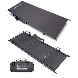 OneTigris SUPRAGRIS Feldbett klappbar, tragbar Campingbett faltbar leicht, Klappbett Camping bis 180 kg für Zelt, Outdoor, Reisen, Garten, Büro(190 × 70 × 18 cm)-Grau