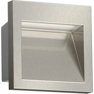 ledscom.de LED Wandeinbauleuchte NOLA, Downlight für außen, IP54, aluminium glänzend, 90 x 90mm, warmweiß