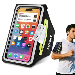 Sportarmband Handy Universal Mit Kopfhörer Running Armband Handytasche für iPhone 15 14 13 12 Pro Max Plus Samsung Huawei Xiaomi bis zu 6,9" Arm Handyhülle Handyhalterung Joggen Armtasche