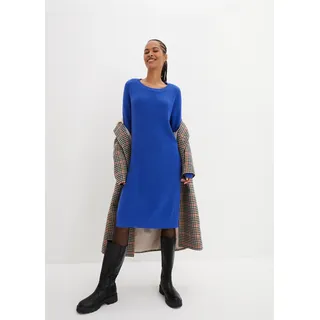 bonprix Strickkleid Oversize-Rippstrick, bequeme Passform, seitliche Schlitze, edelsteinblau