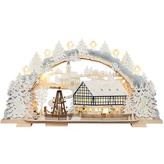 Tietze Erzgebirgsdegn LED Schwibbogen »variabel, Cafe am Markt beschneit«