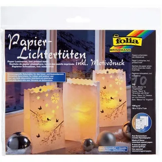 Folia Lichtertüten 19 x 11,5 x 7 cm mit Motivdruck Vogelzweige