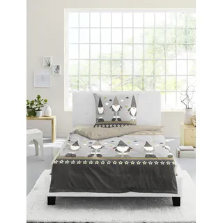 BIERBAUM Bettwäsche 4104, Fein-Biber, Designed in Germany, Natur 80, 135x200 + 80x80 cm