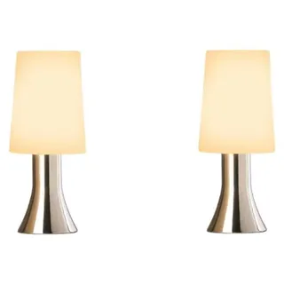 2 x Moderne Nachttischleuchte Tischleuchte Jannis mit Touch Dimmer chrom - Silber