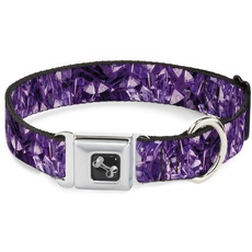 Buckle-Down Hundehalsband mit Schnalle für Sicherheitsgurt, Kristalle, Violett, 1.5" Wide - Fits 13-18" Neck - Small, Mehrfarbig