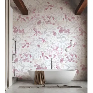 A.S. Création Blumentapete in Rosa, Grau, Weiß, Beige - hochwertige Vliestapete floral 396922 - Designtapete gemalt auf 10,05m x 0,53m - Made in Germany