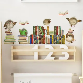 HGDESIGN® Wandtattoo Wandaufkleber Eule Auf Buch Kinderzimmer Babyzimmer Arbeitszimmer Wohnzimmer Schlafzimmer Kind Baby Junge Mädchen Wandsticker Selbstklebend Wanddeko (B)