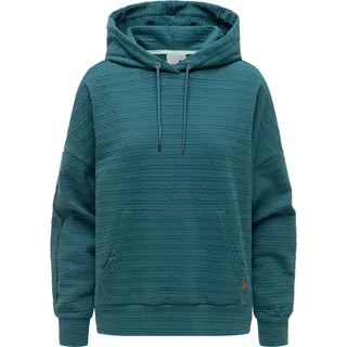 Kapuzenpullover RAGWEAR "Kapuzenpullover Pirita Crepe", Damen, Gr. M, grün (ocean grün), Obermaterial: 65% Baumwolle CO. 27% Polyester PES. 6% Viskose CV. 2% Elasthan EL. Futter: 65% Baumwolle CO. 27% Polyester PES. 6% Viskose CV. 2% Elasthan EL., hoch geschlossener Ausschnitt, Ärmel ohne Ärmelschlitz abgesteppte Kante, Pullover Kapuzenpullover