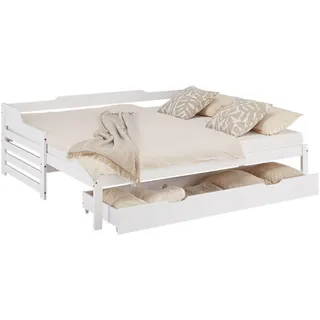Homestyle4u Ausziehbett 90/200 cm Weiß Gästebett , Holz , 90x200 cm , Babymöbel & Kindermöbel, Kinderzimmer & Jugendzimmer, Kinderbetten, Kinderbetten & Jugendbetten