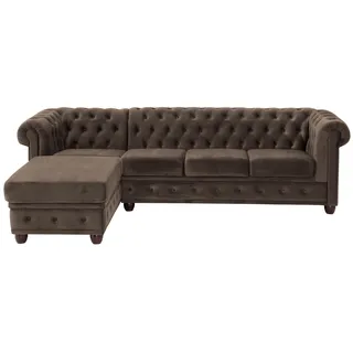 Home affaire Chesterfield-Sofa »New Castle L-Form«, hochwertige Knopfheftung in Chesterfield-Design, B/T/H: 255(171/72), grau