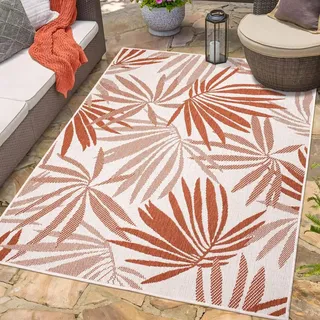 Carpet City Outdoorteppich »DUO RUG 5771«, rechteckig, 5 mm Höhe, Wendeteppich Wetterfest In- & Outdoor, Balkon, Terrasse, Wohnzimmer rot