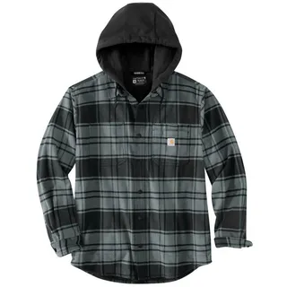 CARHARTT Flannel-Fleece, Kapuzen-Hemd/Jacke - Grau/Dunkelgrau (Elm) - XL