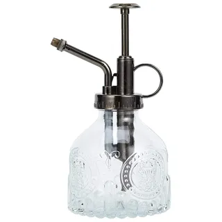 Ebristar Glas-Pflanzen-Sprühflasche, 16,5 cm hoch, Vintage-Pflanzen-Spritzer-Gießkanne, Sukkulenten-Bewässerungsflasche mit oberer Pumpe, kleiner Pflanzensprüher für Innen- und Außenbereich,