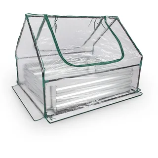 Hochbeet mit Gewächshaus 95x125x93 cm, 2in1 Beet mit Belüftungsfenstern, Metall, 324 Liter - Transparent
