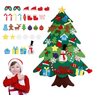 Felt Christmas Tree Filz Weihnachtsbaum Kinder DIY Weihnachtsbaum DIY Abnehmbaren Weihnachtsbaum Geschenk Dekoration Hängend Dekor Christmas Wandbehang Home Tür Wand Dekoration Weihnachtsbaum Filz