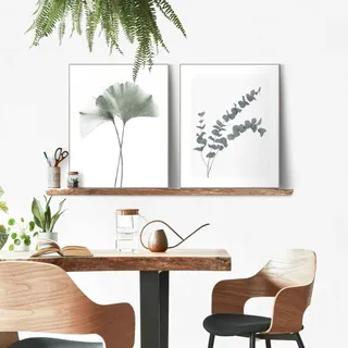 Reinders! Bild mit Rahmen »Eukalyptus blatt Pflanze« Blätter 2 Stk. tlg. Ginko - Naturmotiv - Botanisch, grün