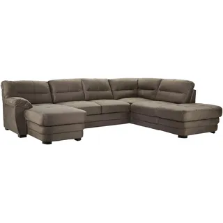 Mivano Wohnlandschaft Royale, Zeitlose Sofalandschaft mit hohen Rückenlehnen, 316 x 90 x 230, Mikrofaser, dunkelgrau