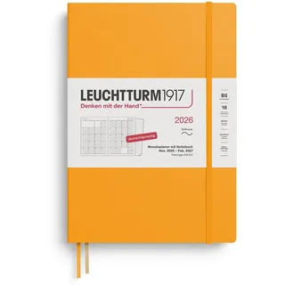 Leuchtturm1917 372605 Monatsplaner & Notizbuch Composition (B5) 2026, 16 Monate (01 November 2025-28. Februar 2027), Softcover, Rising Sun, Deutsch