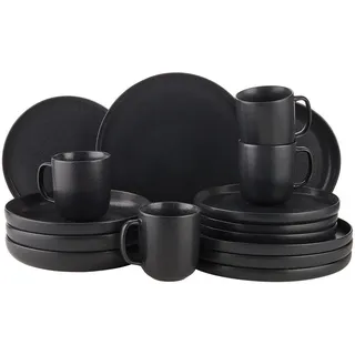 Butlers Geschirrset 16-tlg. Casa Nova 4 Personen , Schwarz , Keramik , 27x1x27 cm , Geschirr, Geschirrsets