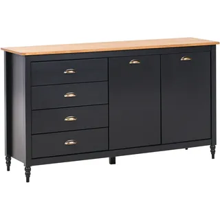 Beliani Sideboard mit 2 Türen SHILLINGTON Kiefernholz Schwarz