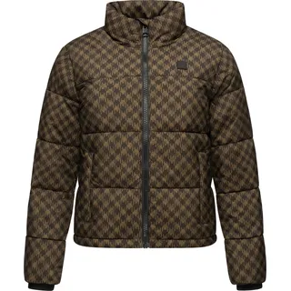 Winterjacke RAGWEAR "Winterjacke Serah Print", Damen, Gr. 3XL, braun, Obermaterial: 100% Polyester PES.  Obermaterial: Futter: 100% Polyester PES. 100% Polyester PES., gerade hüftlang, hoch geschlossener Ausschnitt, Ärmel ohne Ärmelschlitz Rippstrickbündchen, Jacken Winterjacke, wasserdichte Winter Steppjacke mit Hahnentritt Muster