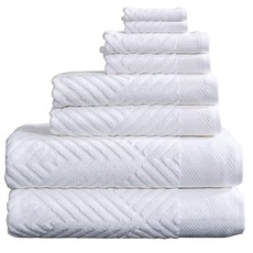 Simpli-Magic Weiches Handtuch-Set aus 100% Baumwolle, schnell trocknend und sehr saugfähig, strukturierte Badetücher, Handtücher und Waschlappen (8-teiliges Set)