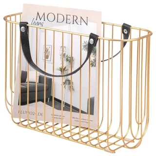 eluno Zeitungsständer, Gold , Metall , 36x26.5x15.5 cm , Wohnzimmer, Kleinmöbel, Zeitungsständer