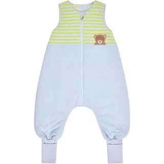 Sterntaler Schlafsack mit Beinen Bär Bo aus Baumwoll-Jersey, Hydrocool-Futter, integrierte Stulpen an den Beinen, Zwei-Wege-Reißverschluss und Applikation auf der Brust; eisblau; 1,50 TOG, Größe 74
