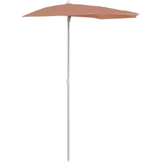 vidaXL Halb-Sonnenschirm mit Mast 180x90 cm Terrakottarot - Orange