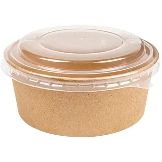 25 Stück Salatschüsseln + Deckel Pet 750 ml Ø 15/12,8 x 5 cm Natural Kraft