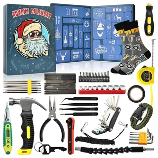 Werkzeug Adventskalender 2026 für Männer 24-teiliges Set mit Werkzeugen und Socken