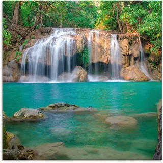 Artland Glasbild »Wasserfall im Wald National Park«, Gewässer, (1 St.), in verschiedenen Größen, grün