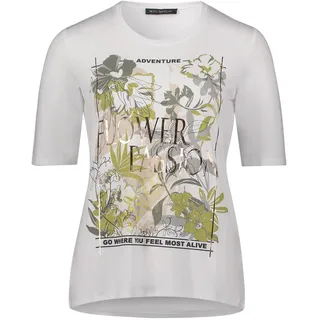 Rundhalsshirt BETTY BARCLAY "Basic Shirt mit Rundhalsausschnitt", Damen, Gr. 48, bunt (weiß, khaki), Obermaterial: 95% Viskose CV. 5% Elasthan EL., Shirts Rundhalsshirt