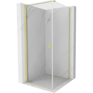 Mexen Mist-B Duschkabine, schwenkbar 100 x 100 cm, transparent, gebürstetes Gold - 8A2T-100-100-55-00 - Gold
