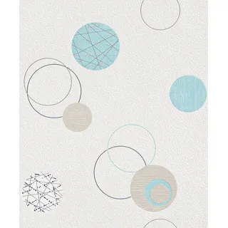 Rasch Textil Tapete Vlies Rasch 475913 Kreise türkis/beige