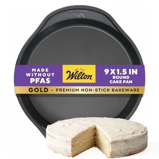 Wilton Perfect Results Round Non-Stick Cake Pan Backform, Ø 23 cm | Premium Antihaft-Backform, Komfortable Griffe, Schwere Konstruktion, Gleichmäßige Wärmeverteilung