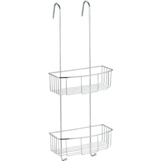 MSV Duschregal zum Hängen l Verchromt - Maße: 60 x 19 x 23 cm l Duschablage zum Hängen an Duschkabinen l Einfache Befestigung ohne Bohren an der Glaswand