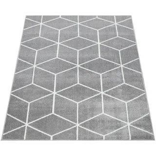 Paco Home Kurzflorteppich 70/140 cm Stella 402 , Grau , Textil , Rechteckig , 70x140 cm , strapazierfähig, für Fußbodenheizung geeignet , Teppiche und Böden, Teppiche