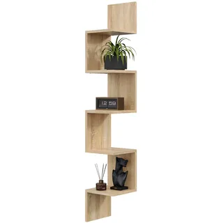 Eckregal MIDI Eiche Sonoma – modernes Hängeregal in Holzoptik, platzsparendes Wand-Eckregal für Bücher und stilvolle Dekoration - Braun