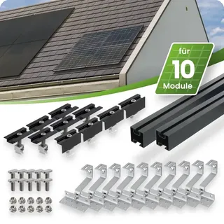 Tepto Schrägdach Montageset Schwarz für 4 PV-Module senkrecht 30 mm Rahmenhöhe