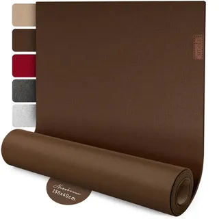 smøla Design Tischläufer Braun aus Filz I 150x40 cm Tischband I Skandinavischer Filzläufer Abwaschbar mit Leder Label I Tischdeko Tischläufer modern Nussbraun