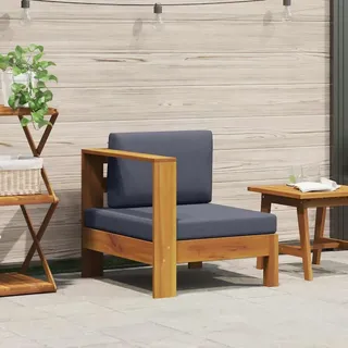 vidaXL Mittelsofa mit 1 Armlehne Dunkelgrau Massivholz Akazie - Grau