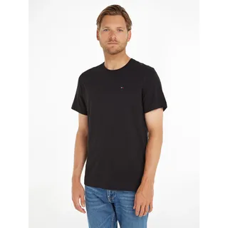 T-Shirt TOMMY JEANS "TJM ESSENTIAL SOLID", Herren, Gr. L, schwarz (tommy schwarz), Jersey, Obermaterial: 100% Baumwolle, unifarben, slim fit normal, Rundhals, eingesetzt abgesteppte Kante, Shirts T-Shirt, mit Rundhalsausschnitt und dezenter Logo-Flag