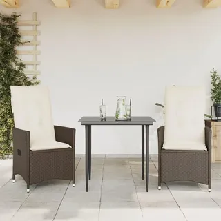 vidaXL Gartensessel mit Kissen 2 Stk. Verstellbar Braun Poly Rattan - Braun
