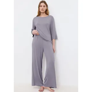 Pyjamahose TRIUMPH "Aura Spotlight Trousers", Damen, Gr. 36, N-Gr, grau (grau shadow), Single Jersey, Obermaterial: 94% Modal, 6% Elasthan, bequem lang, Hosen Pyjamahose, weiches Stretchmaterial, atmungsaktiv