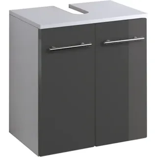 Bad Waschbecken Unterschrank Parma in hochglanz grau 50 cm breit - Grau