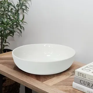 Olly & Rose Oxford Große Keramik-Obst- und Salatschüssel, 26 cm, weißes Steingut, extra große Schüssel für Nudeln, Servieren und dekorative Verwendung