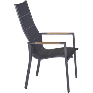 LC Garden Unicamo Hochlehner Aluminium/Textilene gepolstert mit Teak Armlehnen