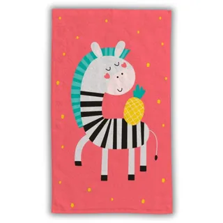 damaloo Kinderhandtuch Zebra 30x50 cm – Weiches Baumwoll-Handtuch mit süßem Tiermotiv – Kleines Handtuch für Kindergarten, Bad & Reisen – Mit Aufhängeschlaufe