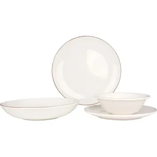Bonna Geschirrset (Medium) - Retro - 24 teilig - 6 Personen - Porzellan - Weiß
